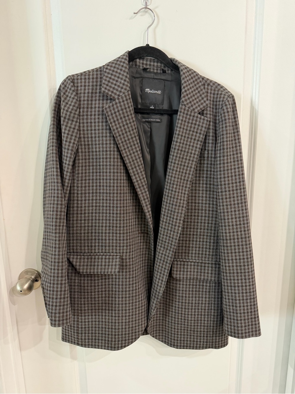 Madewell Gray Black Houndstooth Blazer
